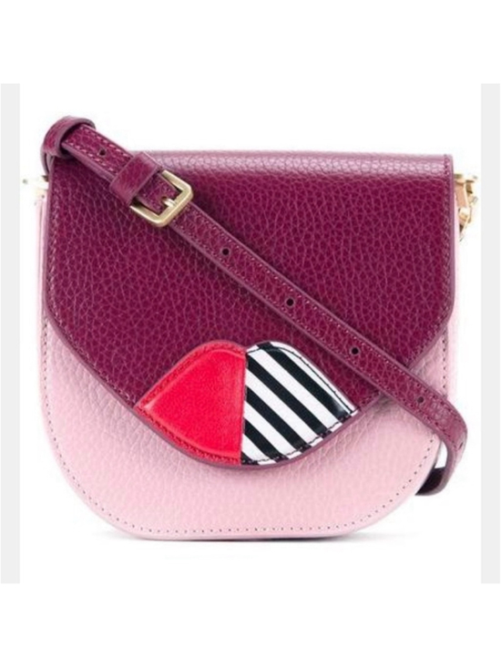 Lulu Guinness Handbags - Lulu Guinness Small Leather Colorblock Pink Lips Shoulder Bag